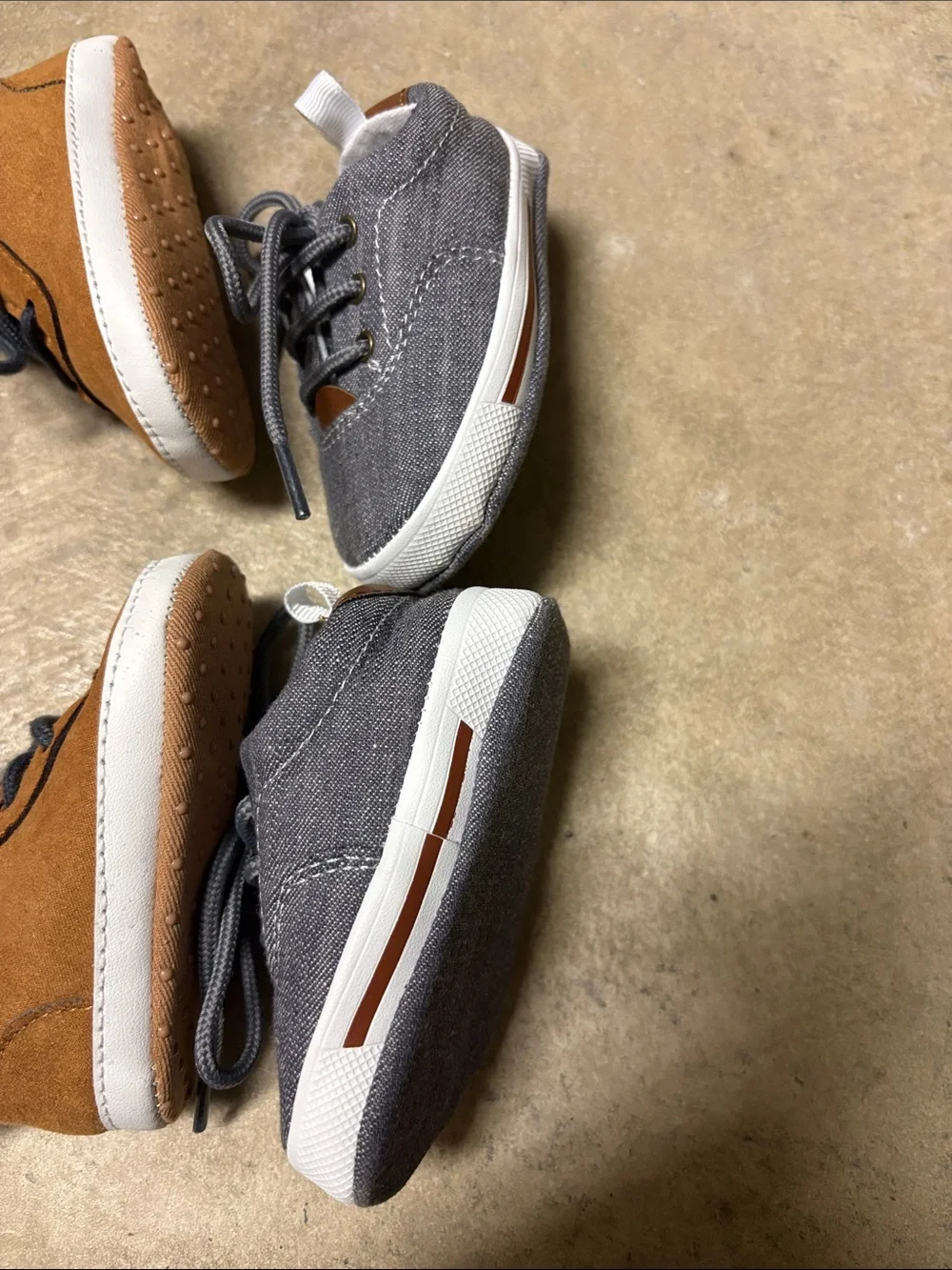 Baby Casual Shoes in Brown and Gray 2 pairs 3 to 6 months